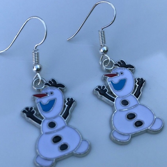 Christmas Women Earring Silver Plated Hook Snowman - Picture 2 of 7